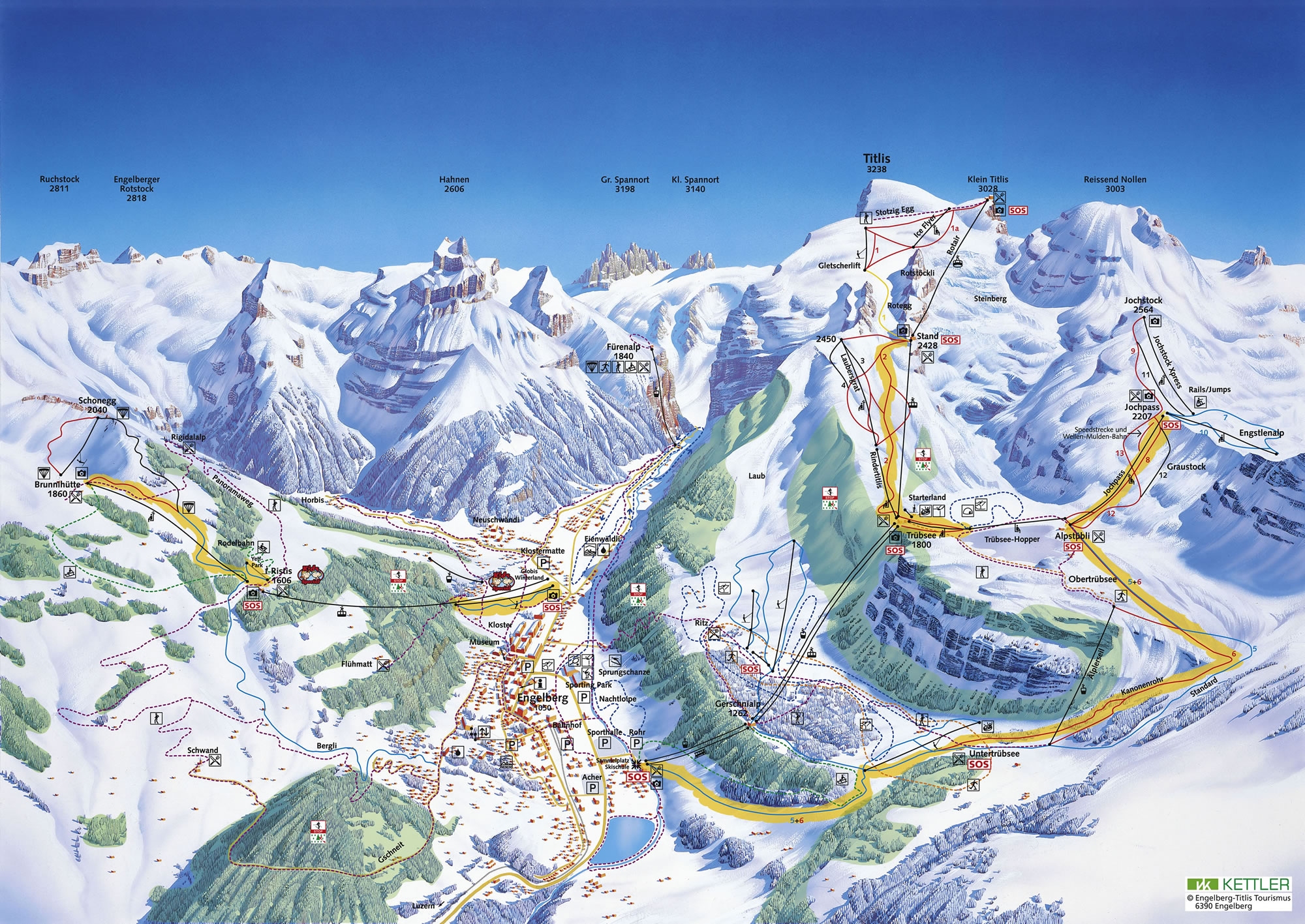 Engelberg Skigebiet Titlis Tr bsee Jochpass Pistenplan Skikarte Engelberg Skigebiet Titlis Tr bsee Jochpass Pistenplan Skikarte