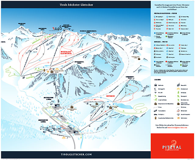 Pitztaler Gletscher und Rifflsee Pistenplan