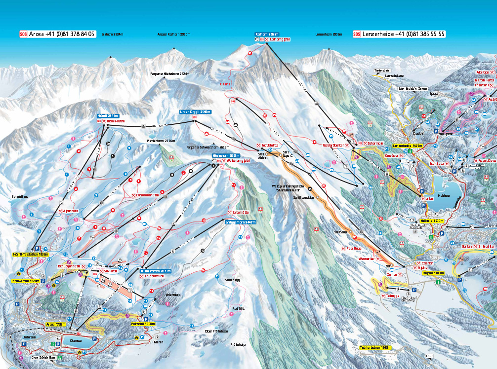 Pistenplan von Arosa