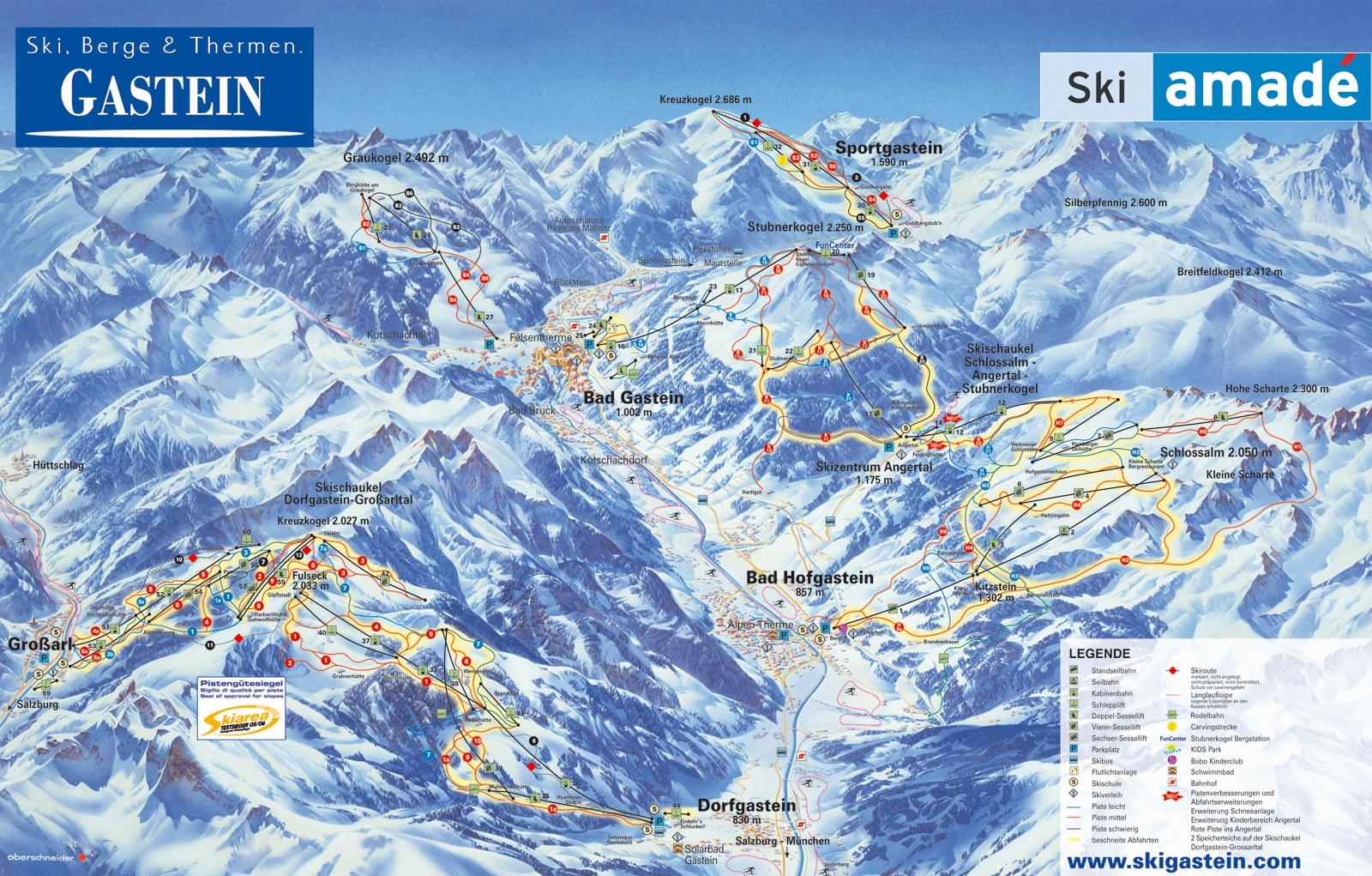 Bad Gastein: Skigebiet Schloßalm-Stubner Kogel mit Anschluß Skigebiet