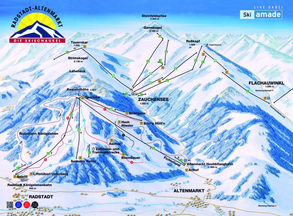 Altenmarkt im Pongau: Skischaukel Radstadt-Altenmarkt, Pistenplan