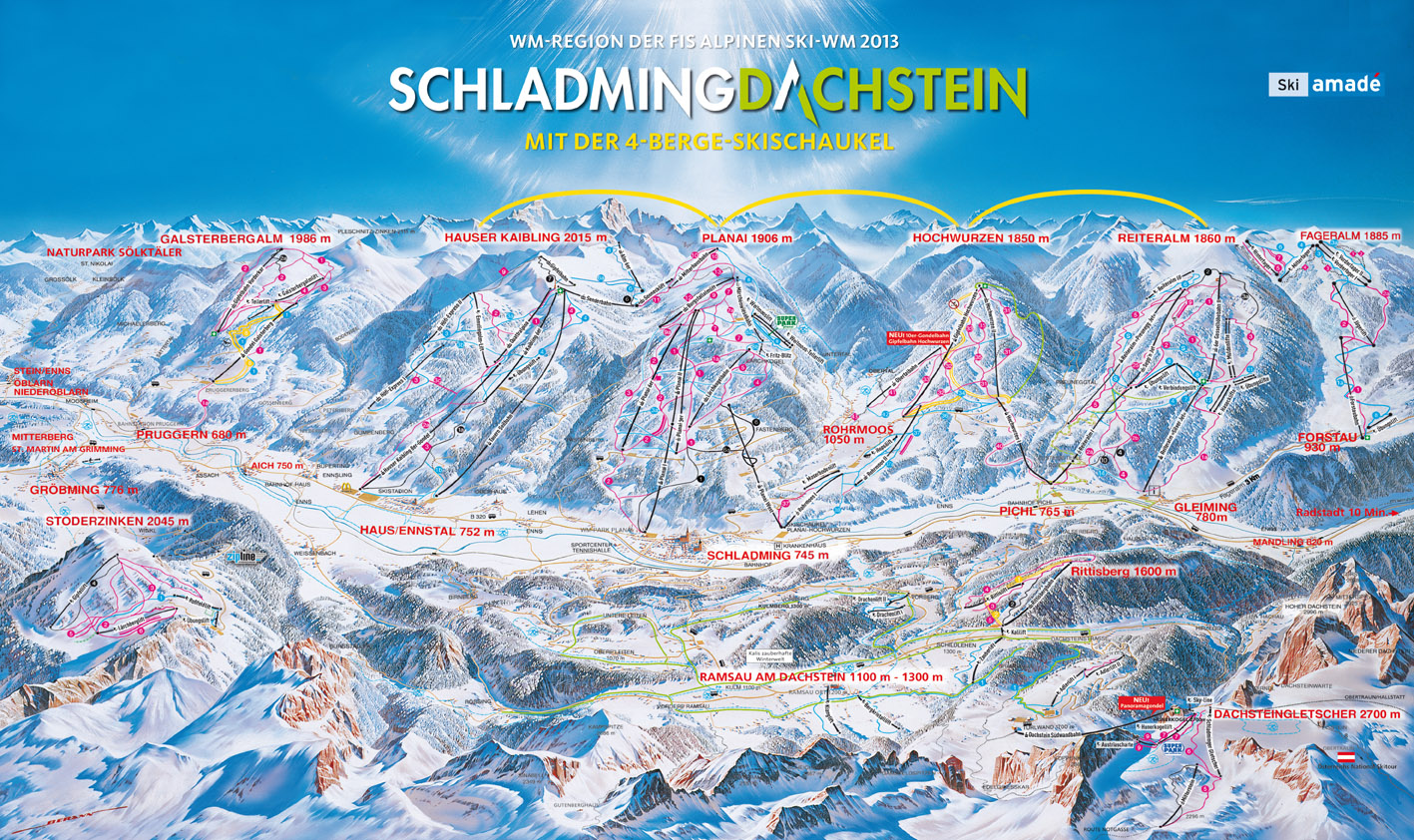 Pistenplan vom Skigebiet Schladming Dachstein