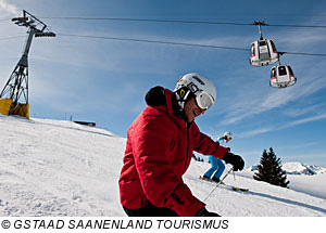 Skifahrer in Gstaad, Schweiz