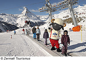 Skigebiet in Zermatt, Schweiz